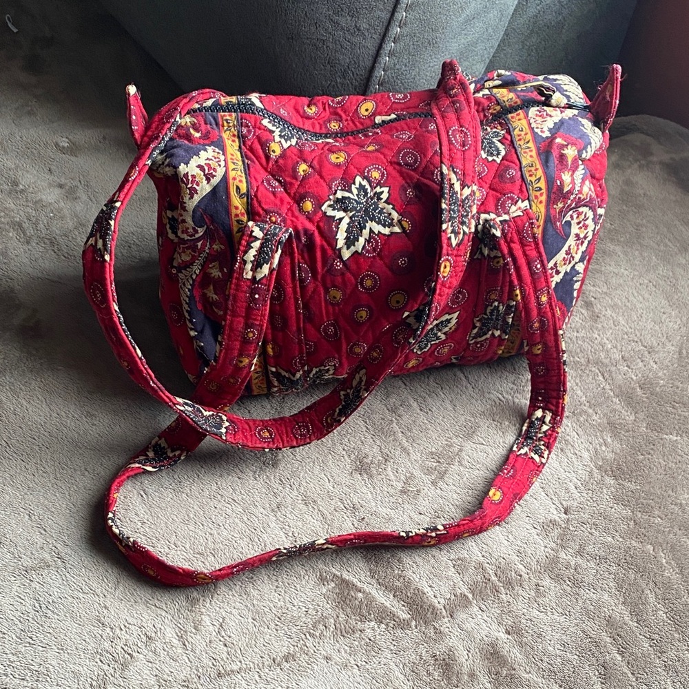 Vera Bradley Red Paisley Quilted Shoulder Bag